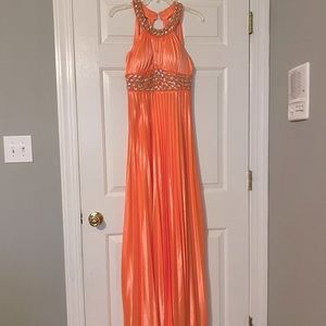 Peach long party dress